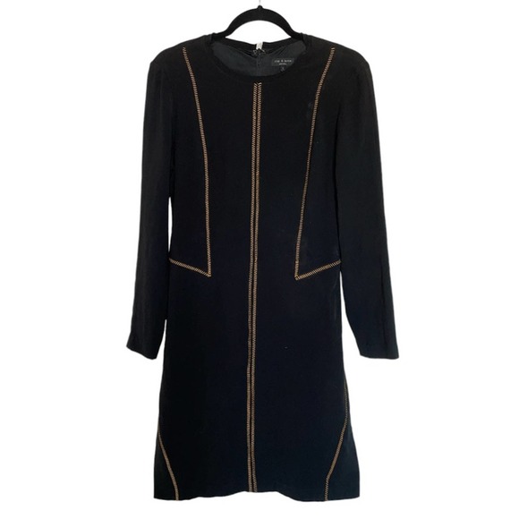 Rag & Bone Raj Black Crepe Sheath with Prominent Copper Stitching size 6 - Picture 1 of 10